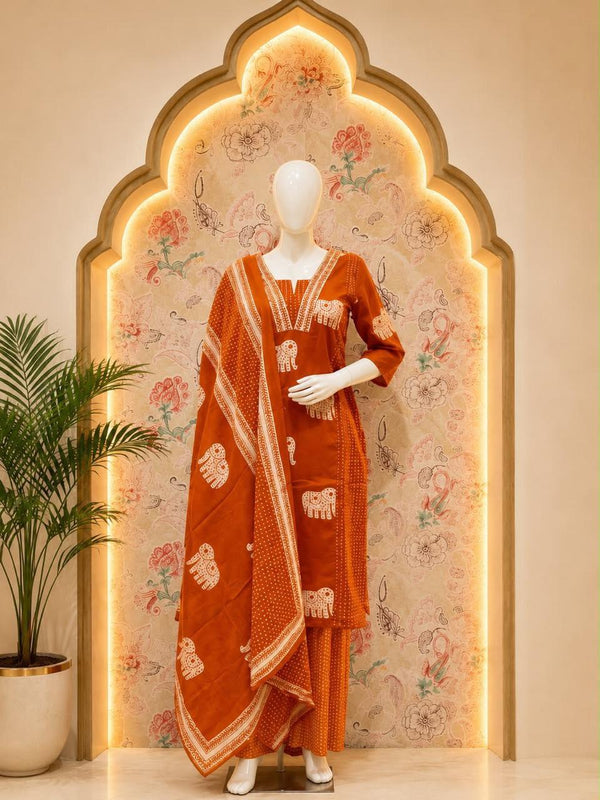 Rust Heritage Printed Suit Set