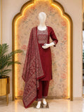 Maroon Heritage Embroidered Suit Set