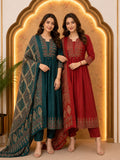 Printed Anarkali Suit Set With Statement Duppta