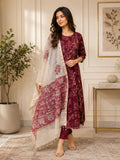 Maroon Bloom Printed Frock Set