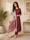 Maroon Bloom Printed Frock Set